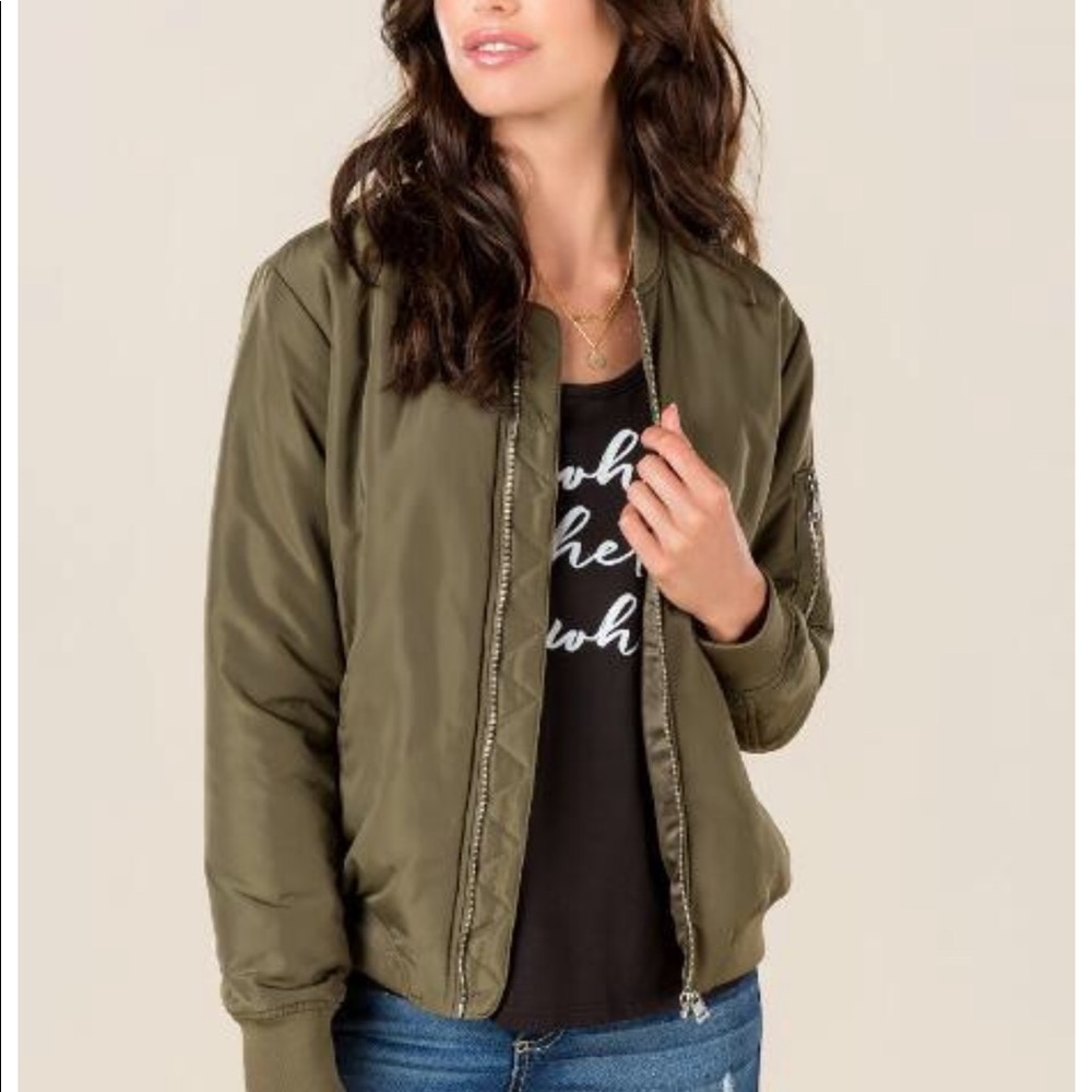 Olive bomber jacket